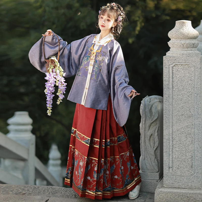 Classy and Elegant China Hanfu Suit Embroidered with a Parrot Design Traditional Chinese Hanfu for Woman