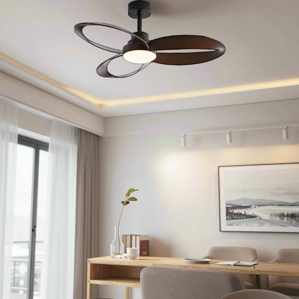 Modern Nordic LED Fan Chandelier with 5 Blades Full Spectrum Lighting  for Home Dining Room  Remote Control Switch