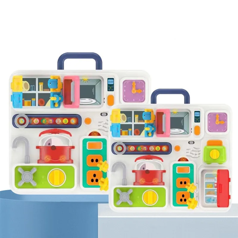 Simulation Kitchen Toy for Kids Develop Fine Motor Skills Interactive Plastic Toy Electric Busy Board Montessori