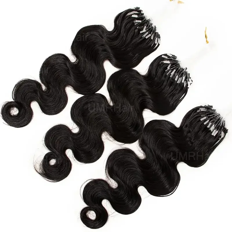 Body Wave Micro Loop Hair Extensions Human Hair Micro Link 1g strand Micro Ring 50pcs Straight Natural Hair For Women 16-26 Inch_voghion.com