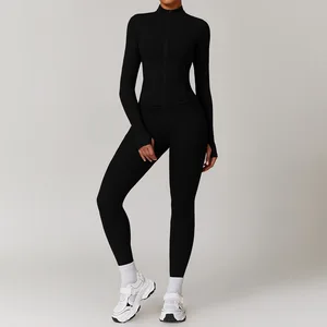 Custom Long Sleeves  Workout Wear Suit Women Sportswear Set Activewear High Waist Fitness Yoga Sets Women