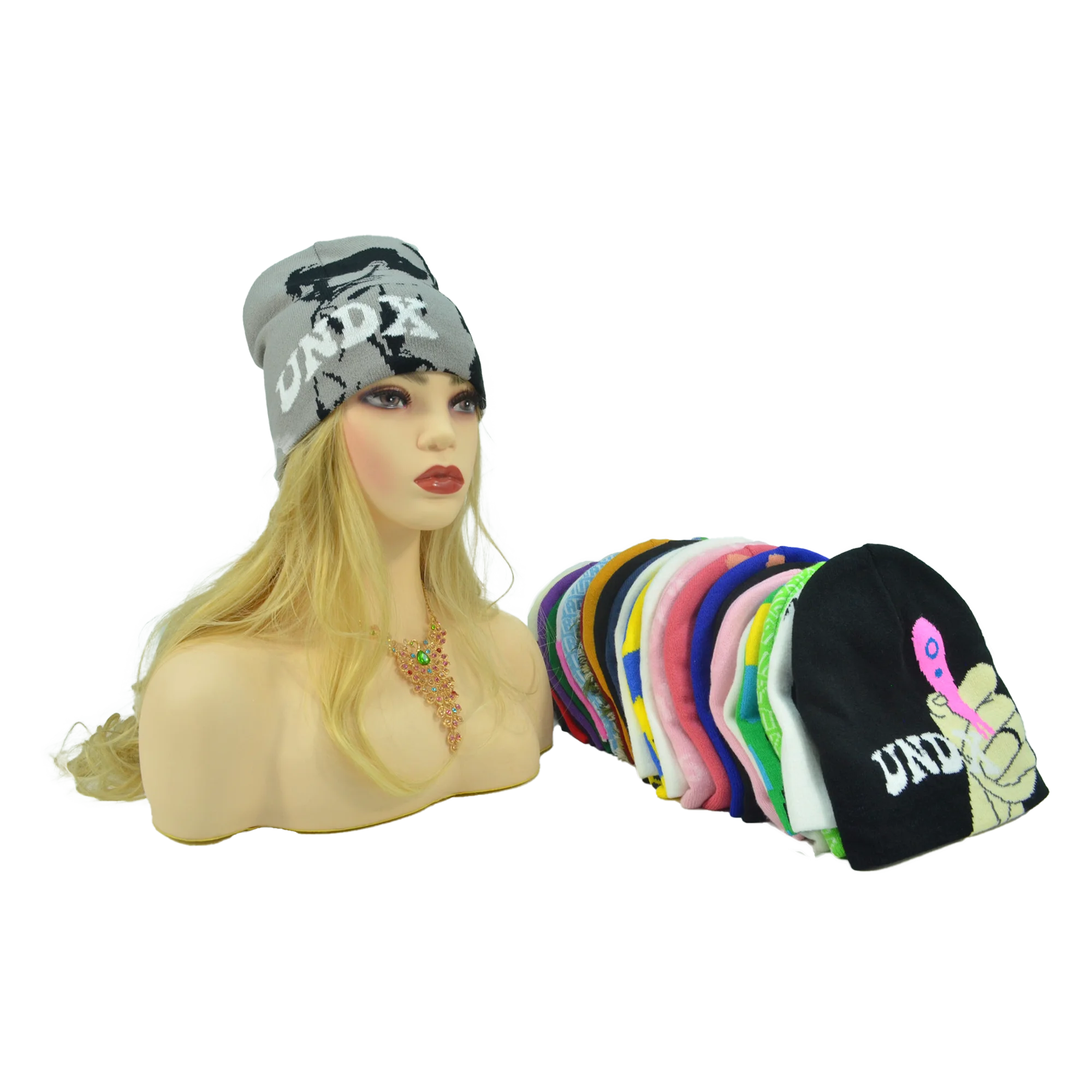 Recommend Beanie Hats Custom Flame Pattern Jacquard Knit Beanie Keep Warm Multicolor Skullies Beanies