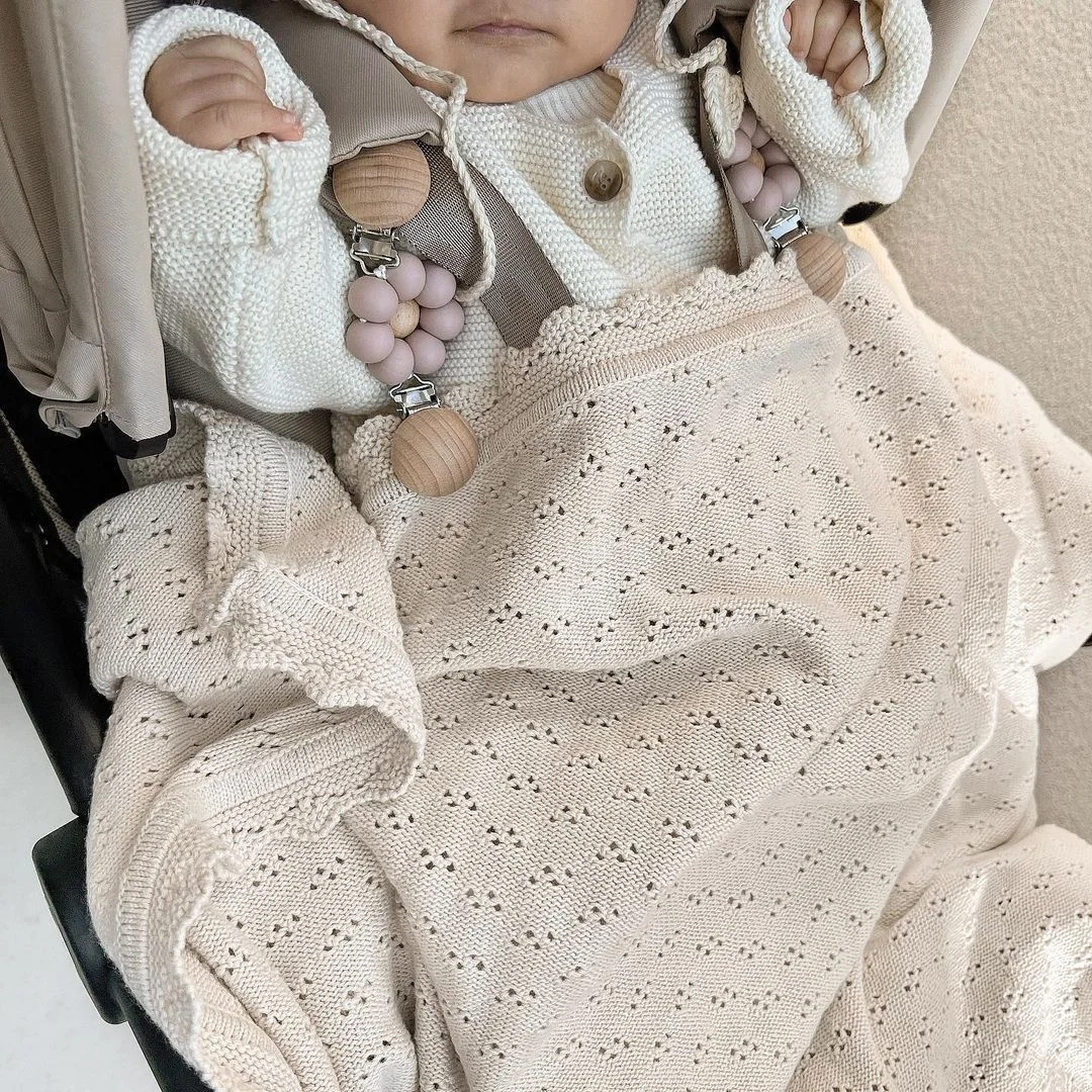 New Free Material Wood And Silicone Beads Baby Teether Dummy Clip