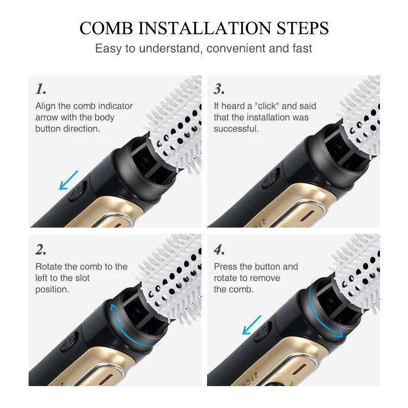 Оптовая продажа, профессиональный фен для волос, вращающаяся плойка, электрическая расческа для горячих волос, щетка для выпрямления, фен для волос