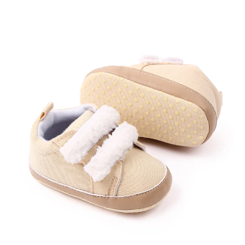 Spring Autumn Plush Hook&loop Soft PU Leather Baby Newbron Shoes for Boys and Girls details