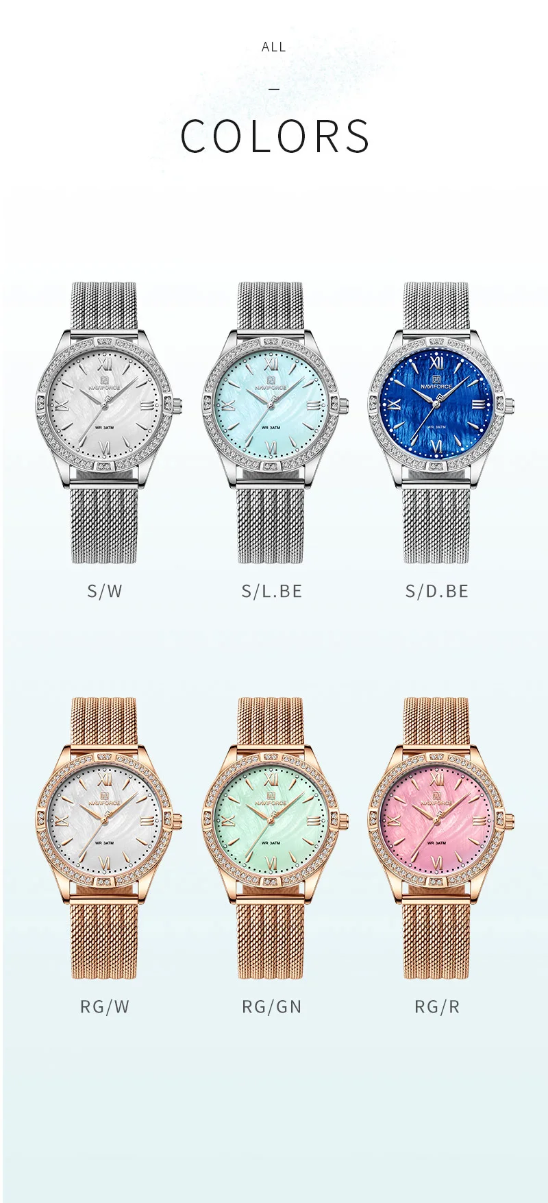 Naviforce Women's Watch Top Brand Fashion Casual Diamond Ladies Quartz ...