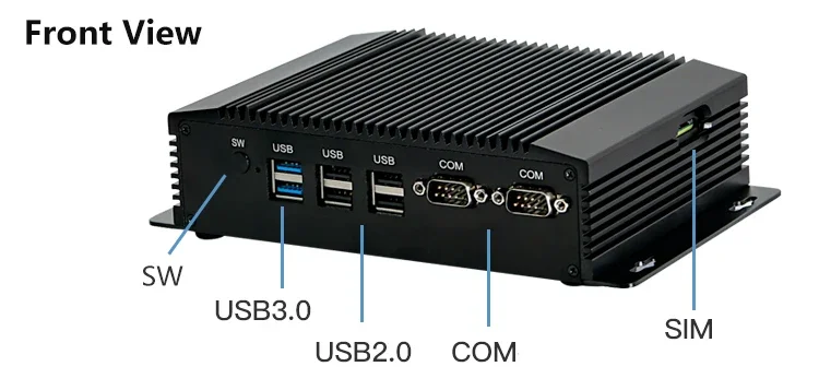 Industrial BOX PC with 4G LTE, 6 USB Ports, and Dual Display