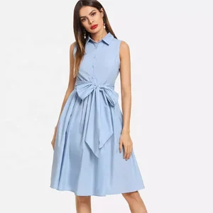 TAOP&ZA 2025 Women's Summer Vintage Shirt Dress Simple Fashion Temperament Belt Lapel Sleeveless for Spring Autumn Model 4043072