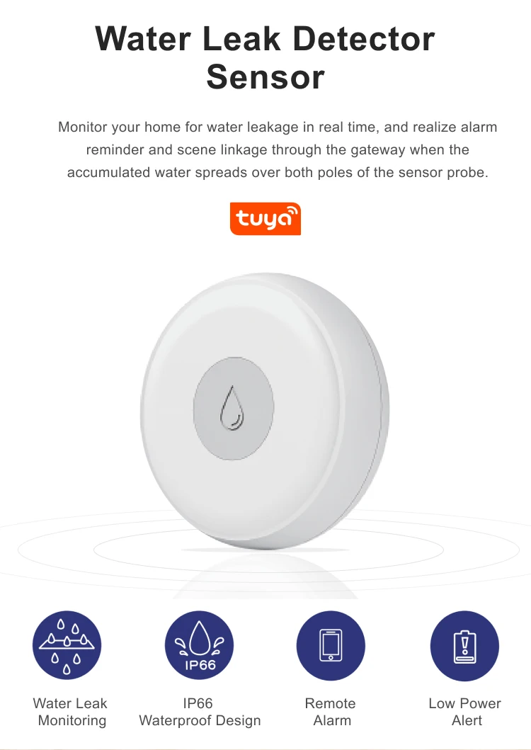 DUSUN smart Home Security IP66 Waterproof Water Leakage Sensor for Smart Apartment