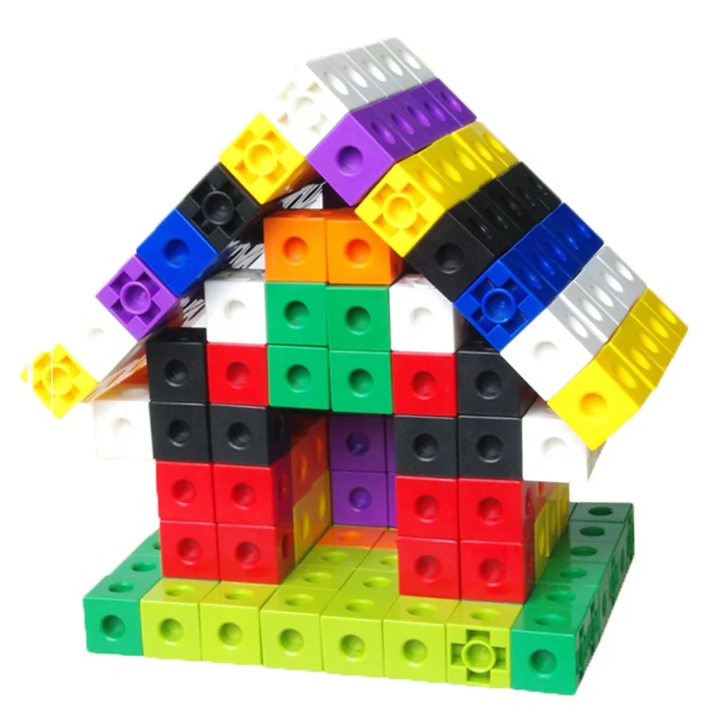 DIY Educational Kids Colorful ASTM CPSIA Assembly Robot Building Blocks 2cm Math Linking Cubes Plastic Creative Cubes