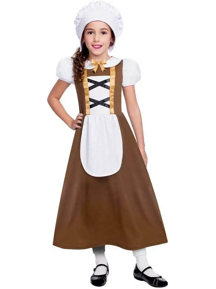 GIRLS VICTORIAN MAID POOR GIRL HISTORY BOOK WEEK FANCY DRESS KIDS COSTUME OUTFIT 