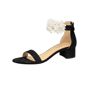 Designer Summer Pearl Ankle Strap Heeled Sandals with Lace-Up Closure Light Weight Pointed Toe