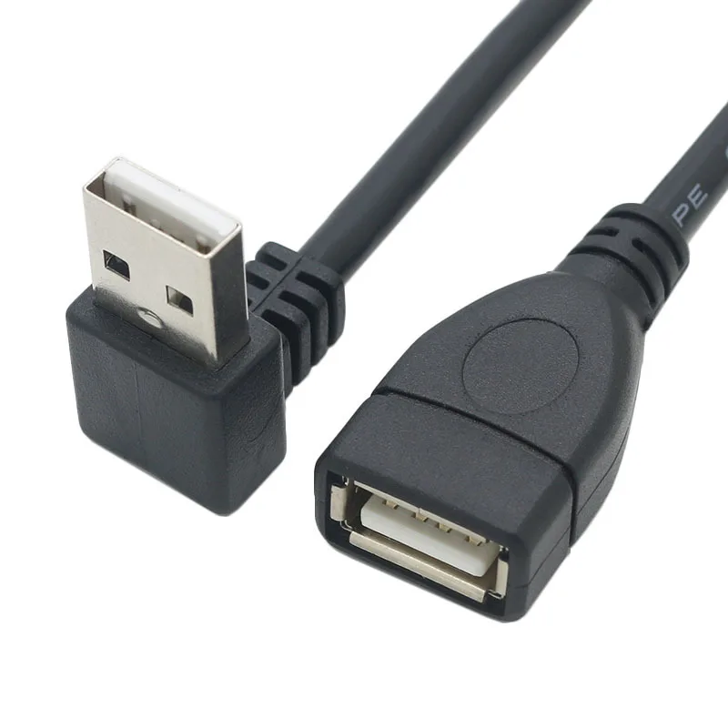 USB 2.0 A Male To USB A Female Right Angle Plug Extension Cable Cord 30cm/1ft 