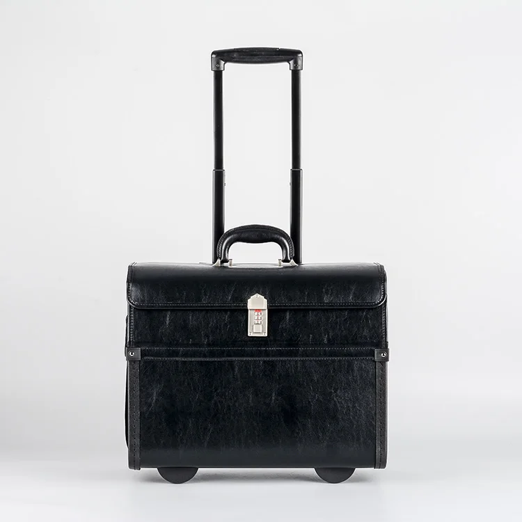 Rolling Briefcase Popular for Business Travelling Men pilot case PVC PU Briefcase With Trolley