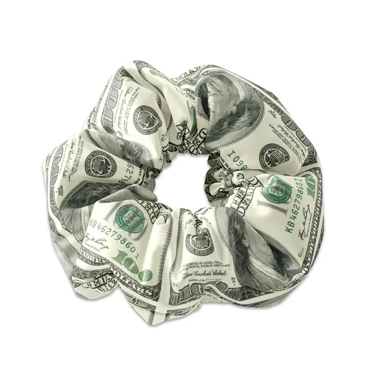 Custom 100 Dollar BIll Pattern Scrunchie Collection, USD Money Scrunchies, Cash Design Hair Scrunchies