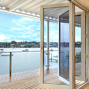 ALUFRONT NFRC AS2047 Exterior Hurricane Proof Bi Folding Door Accordion Folding Glass Door Aluminum Patio Bifold Doors