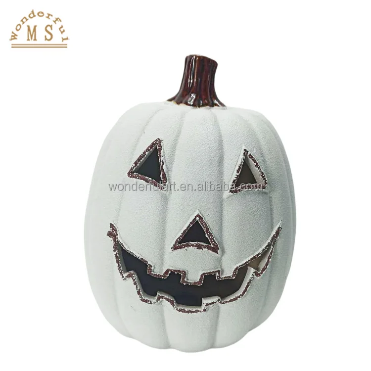 Customized Ceramic Color Glazing Ghost Halloween Vegetable Pumpkin Face expression Home Decor Party for Harvest Festival