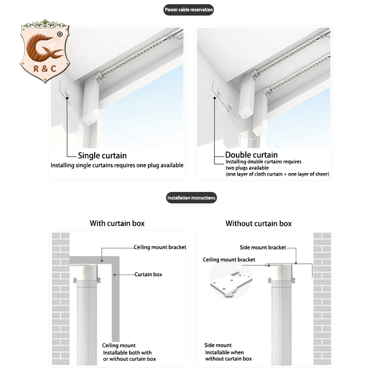 Manufacturer Smart Motor Double Ceiling Motorized Curtain System Track