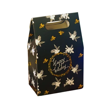 luxury custom printed square bottom black glossy small gift christmas paper bag with logo print