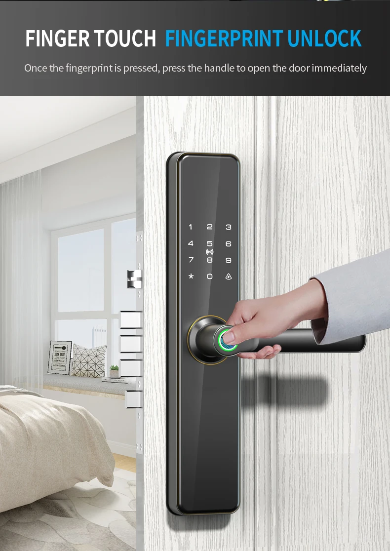 Keyless Entry Rfid Door Lock Door Finger Print Electric Door Lock