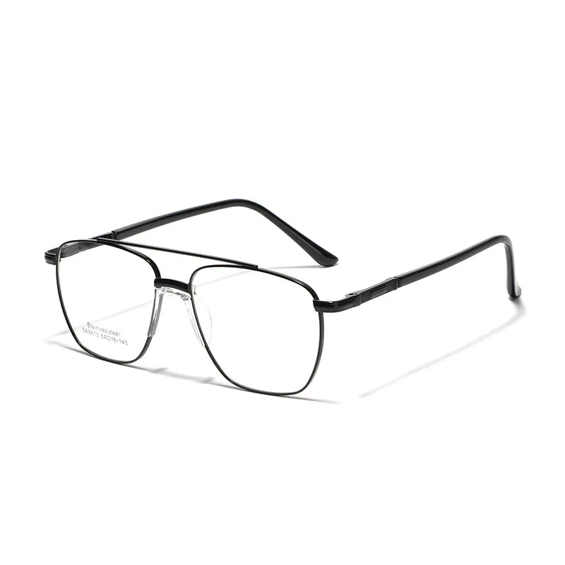 Glasses Bridge Large Frame square Flat Mirror for Men Cross-border Saddle Nose Pad Metal Myopia Frame Plain Mirror for Women