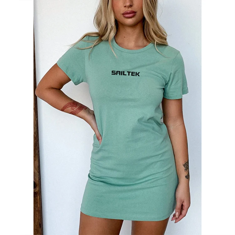 Wholesale Summer Ladies Mini Dresses Custom Logo Oversized T-shirt New  Fashion Shirt Dress for Women