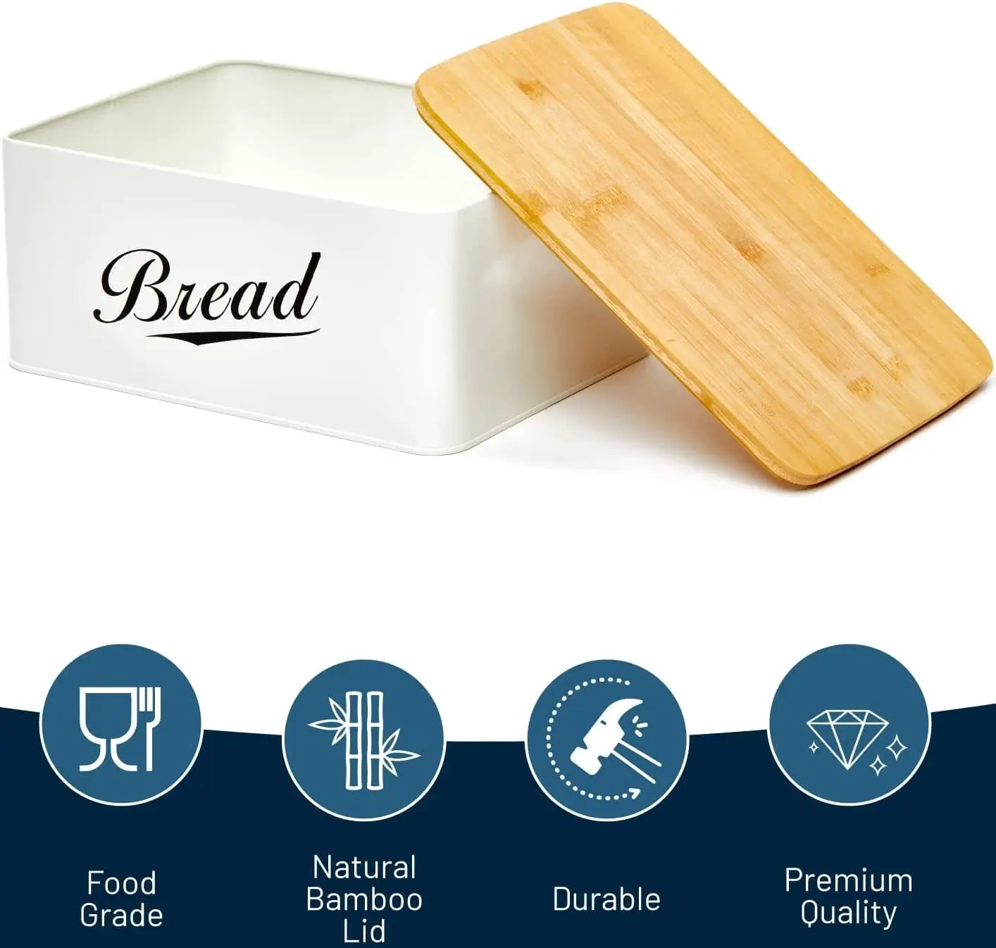 Modern Metal Bread Box With Bamboo Cutting Board Lid For Kitchen Counter Buy Wooden Bread