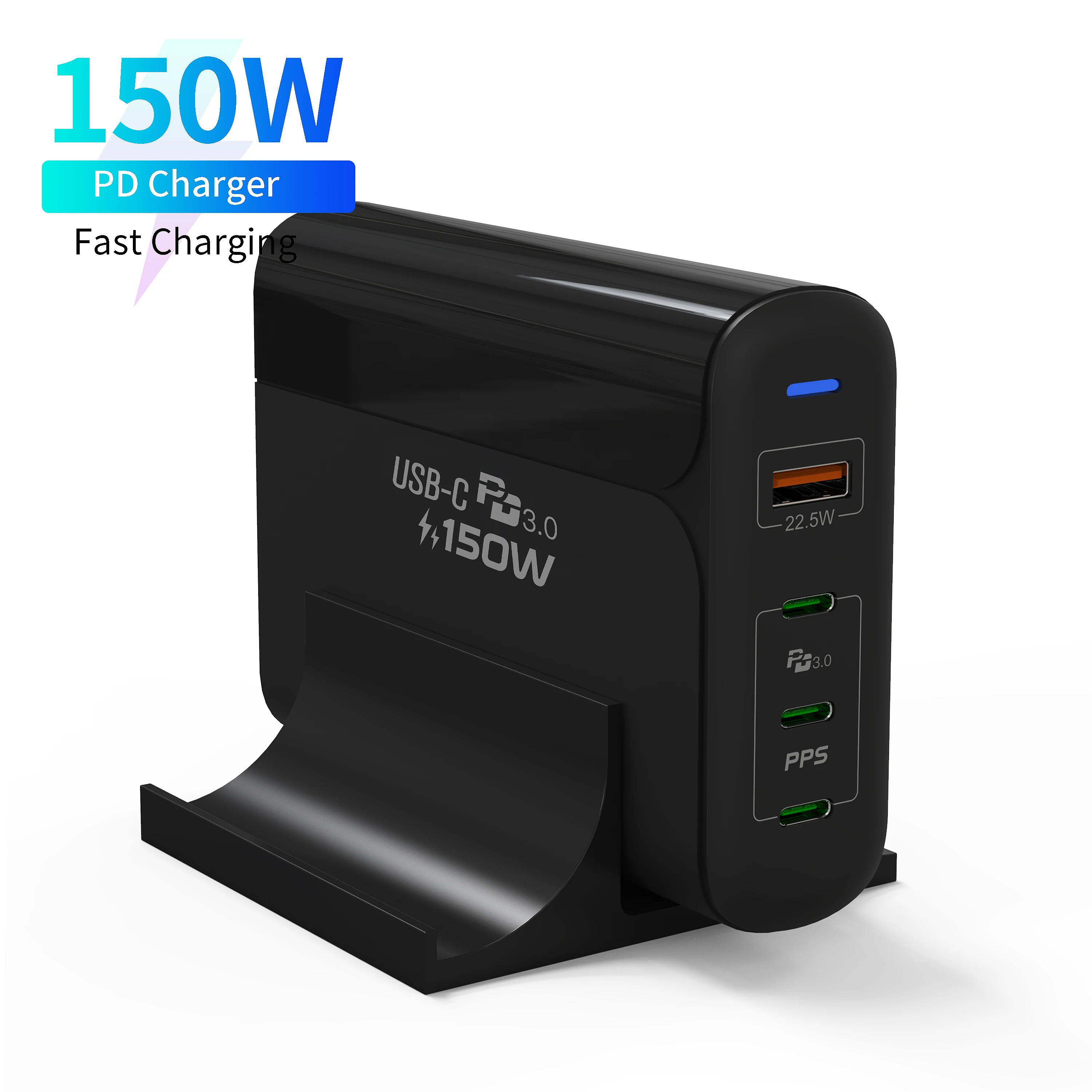 2021 Newest Universal 4 Ports GaN 3C1A 150W 65W PD QC Multi Port USB Smart Charger Type C PPS PD Charger US Plug Gallium Nitride