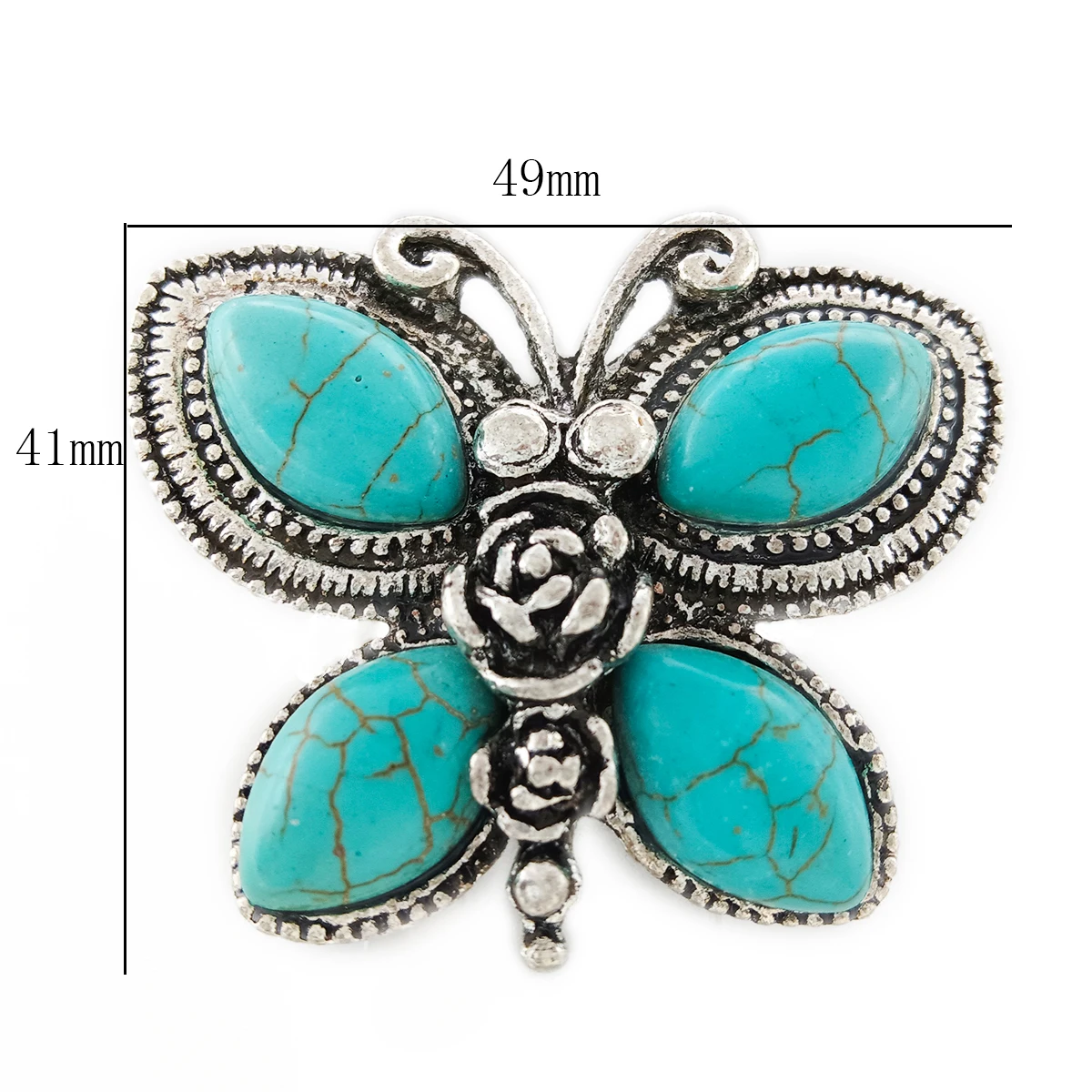 product new fashion custom vintage butterfly geometric shell turquoise natural stone elastic ring for women742-1