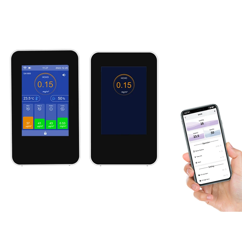 Монитор качества воздуха с приложением и Wi-Fi для CO2 PM1 PM2.5 PM10 HCHO TVOC детектор ЖК-дисплеем тип датчика быстрого реагирования