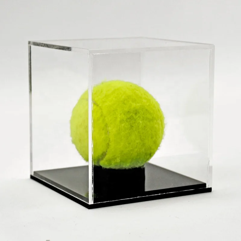 Acrylic Desktop Sport Tennis Ball Display Case with Plastic Base clear Lid