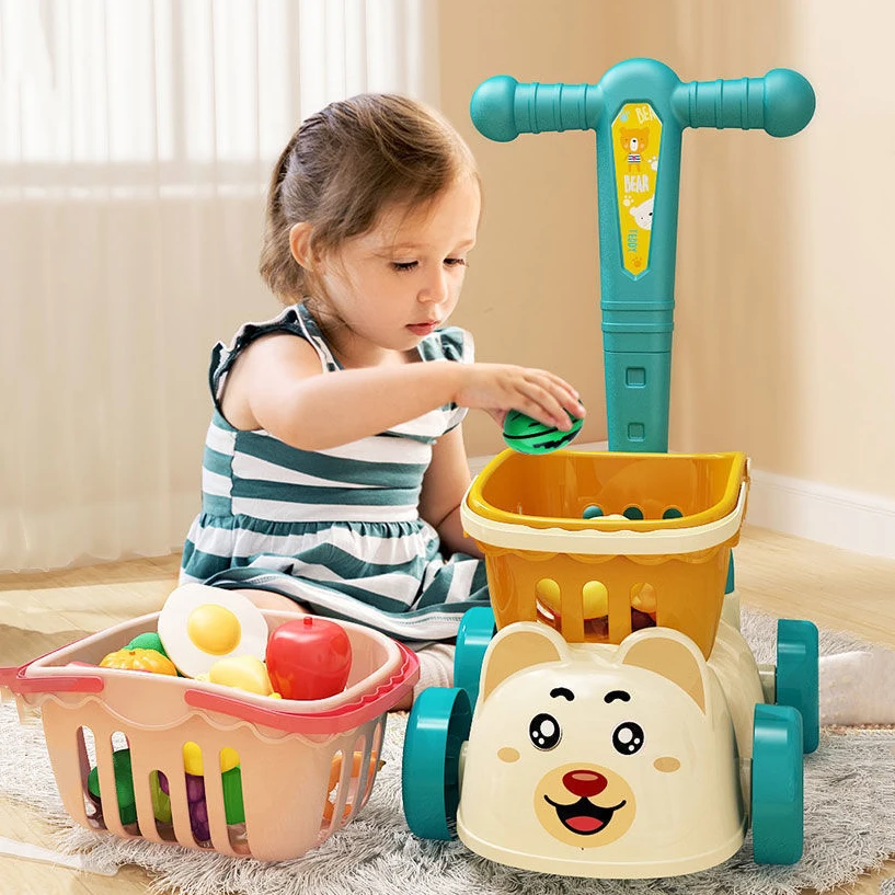 Детская тележка для супермаркета игрушка-тележка игрушки ролевых игр кухонный набор имитация фруктов и