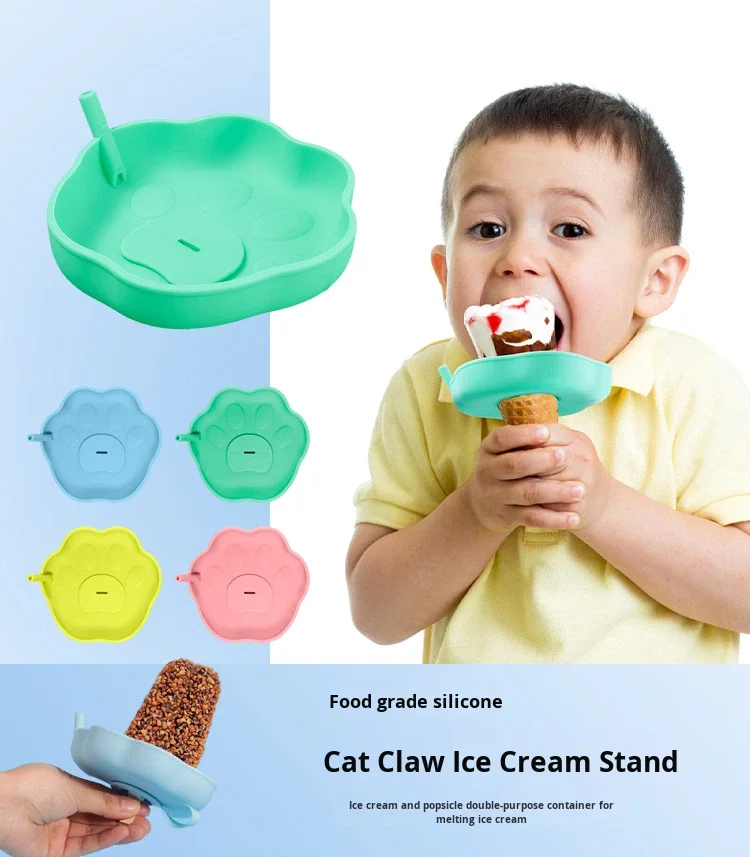 Children's Eco-Friendly Silicone Ice Cream Holder Leak-Proof Easy Rinse Food-Grade Dual-Use Straw Popsicle Holder for Outdoor factory