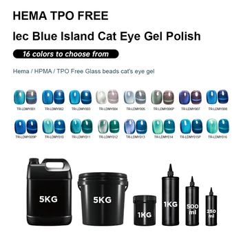 CCO 15ML UV Nail Gel Polish 16-Color Private Label HEMA TPO Free Blue Lsland Cat Eye Gel Polish