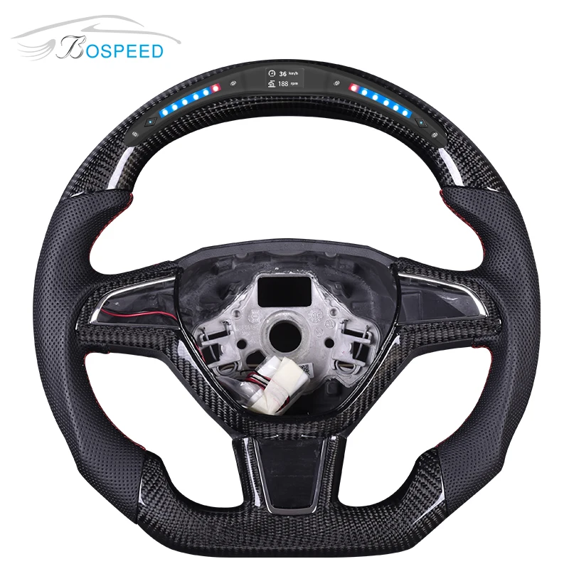 Professional LED Display Carbon Fiber Steering Wheel For Skoda