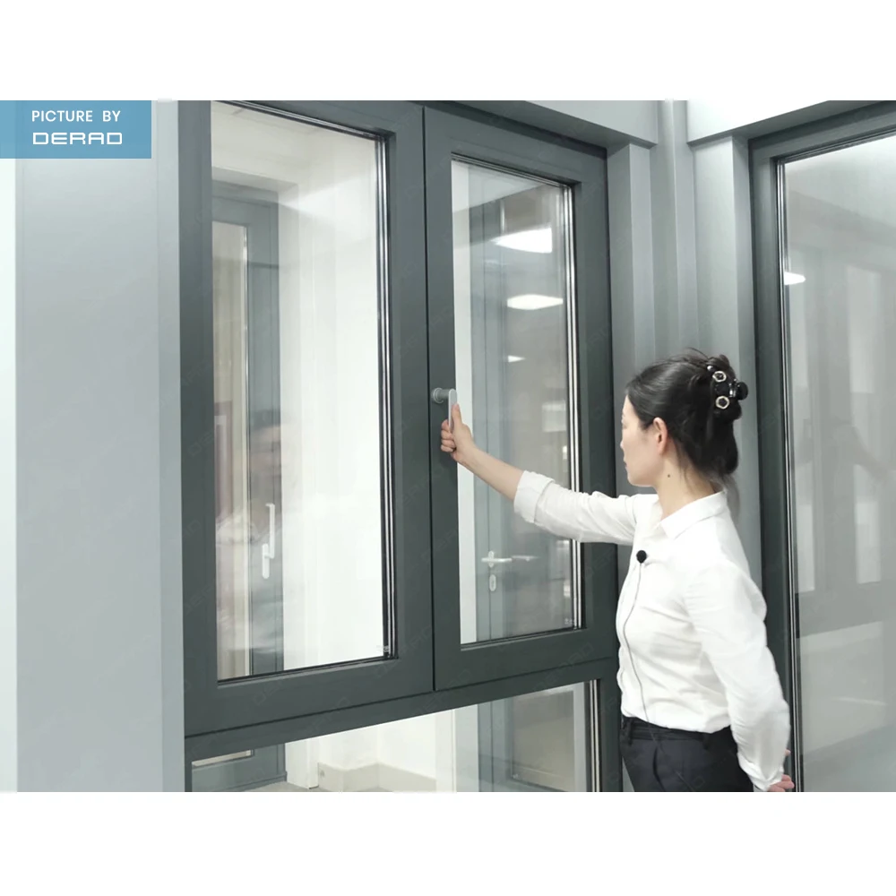 Inward Opening Casement Windows Hotel Public Office Custom Aluminum Tilt and Turn Windows with 2 or 3 Panels