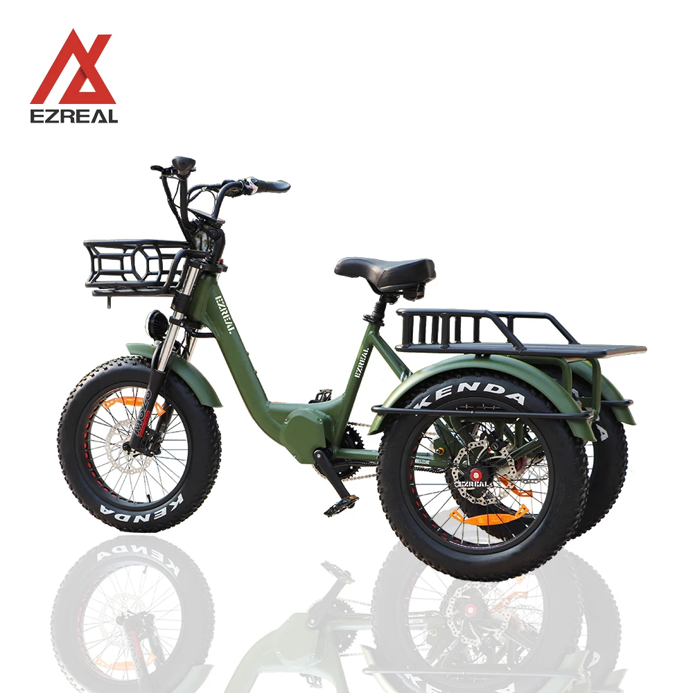 EZREAL Nexus 7 Speed Electric Tricycle 48V 500W 14AH Ce Shimano Adult 14AH Cargo Bike E Trike Bicycle Motorized Passenger