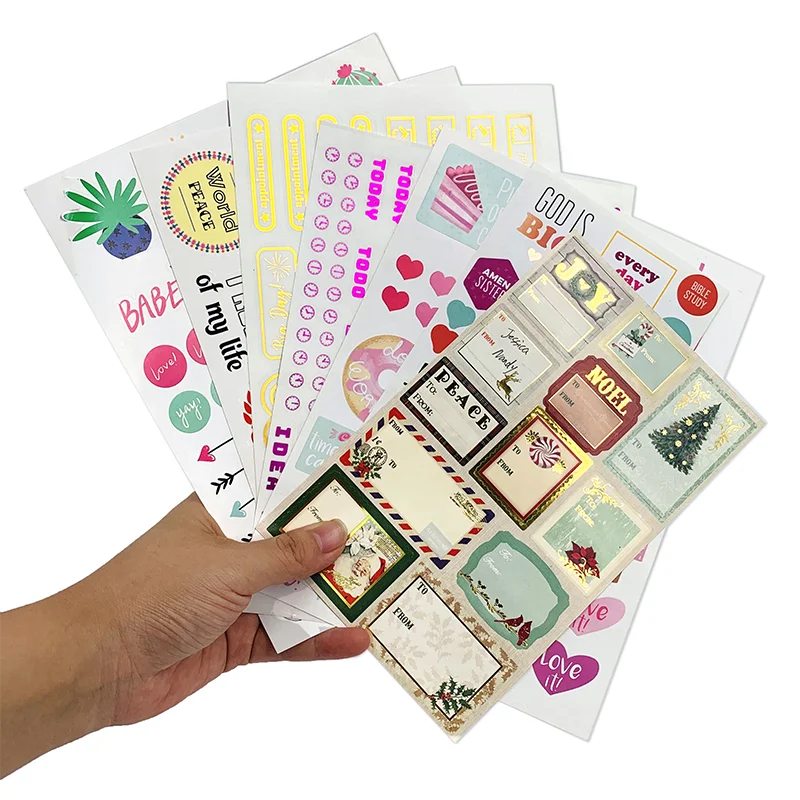 Custom Vinyl Clear Transparent ABC Alphabet Printed Logo Foil Kiss Cut Sheet Sticker for Planner