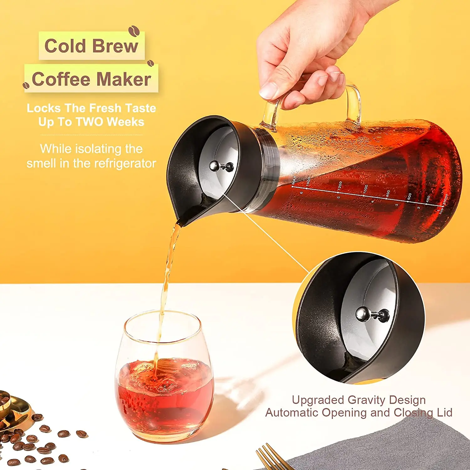 1.5l Cold Brew Coffee Maker Iced Tea Coffee Maker Glass Cold Brew Maker