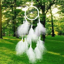 Handmade Dream Catcher Wall Decor - Rattan With Peacock Feathers & Beads, Boho Indian Decor For Bedroom - View #10
