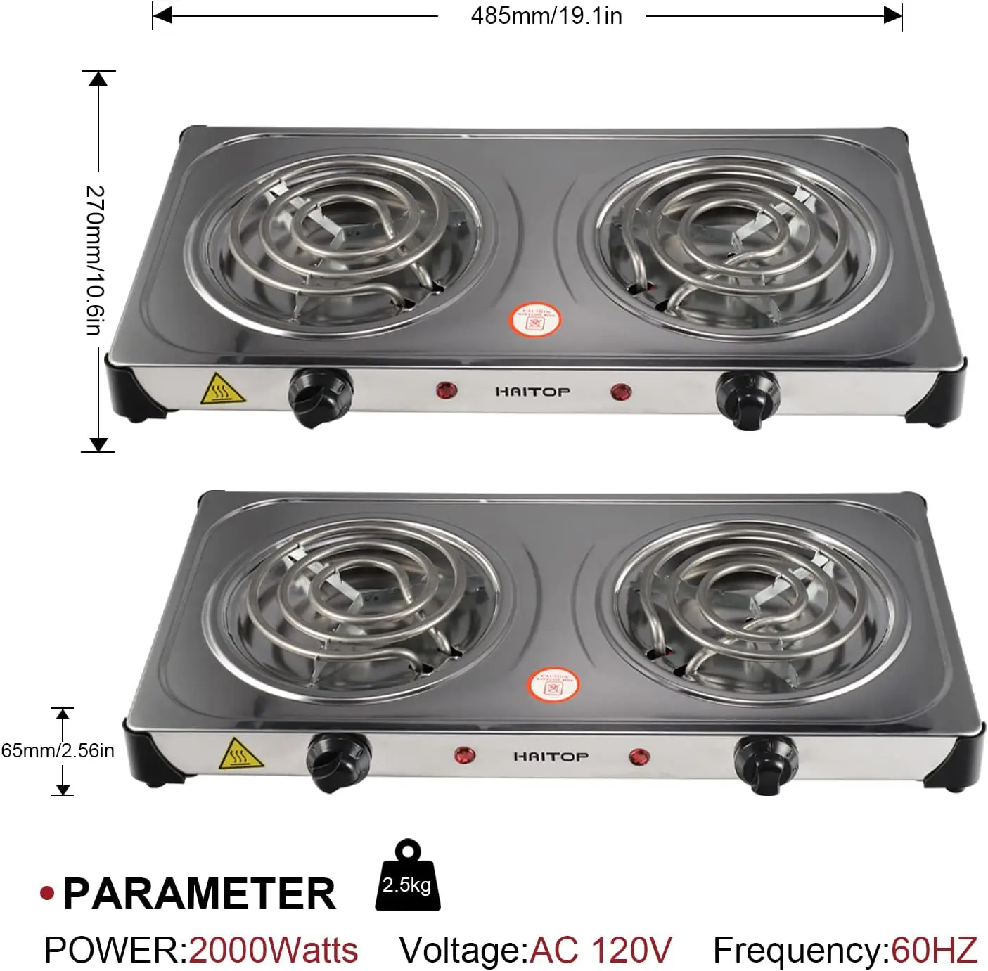 Household Smokeless Temperature Control Round Electric Stove Two