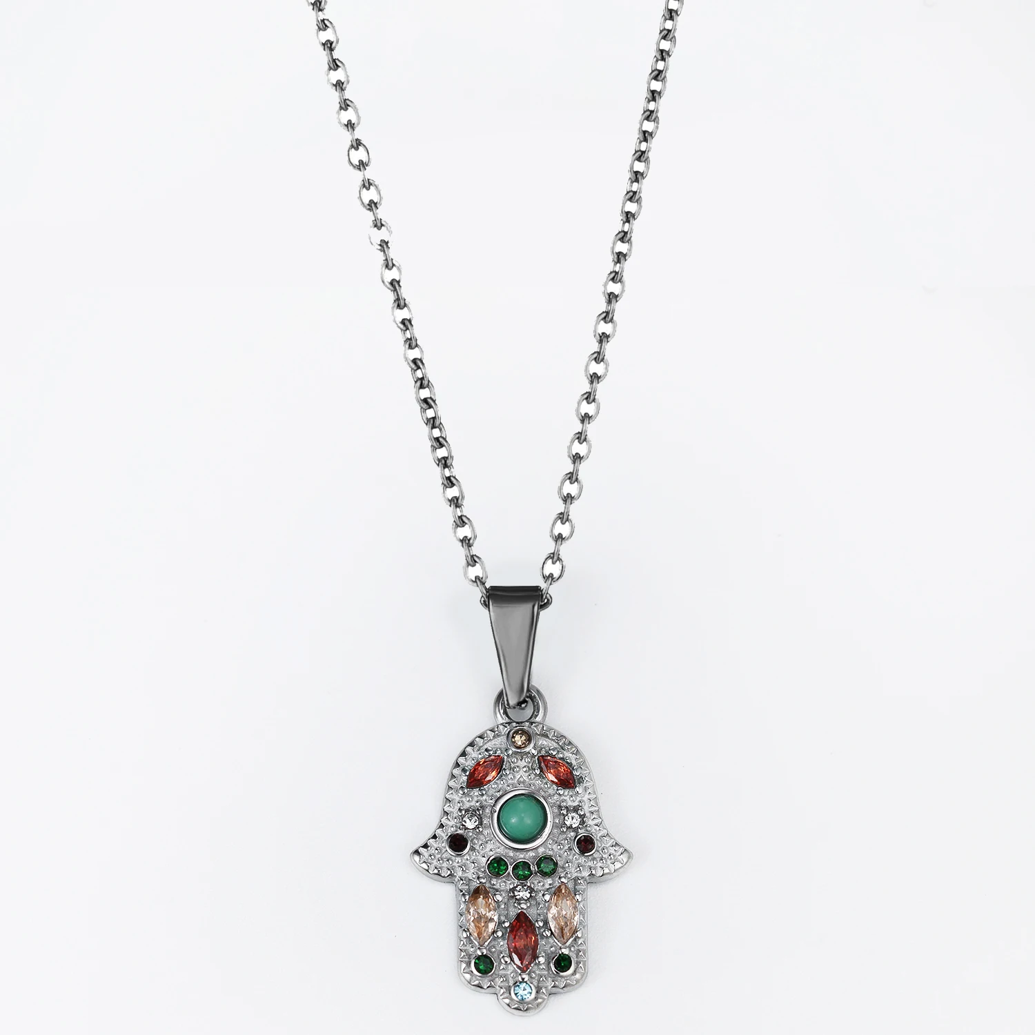 Colar de mão turco hamsa azul mau olho amuleto pingente colar banhado a  ouro 18k atacado, image size:1500x1500