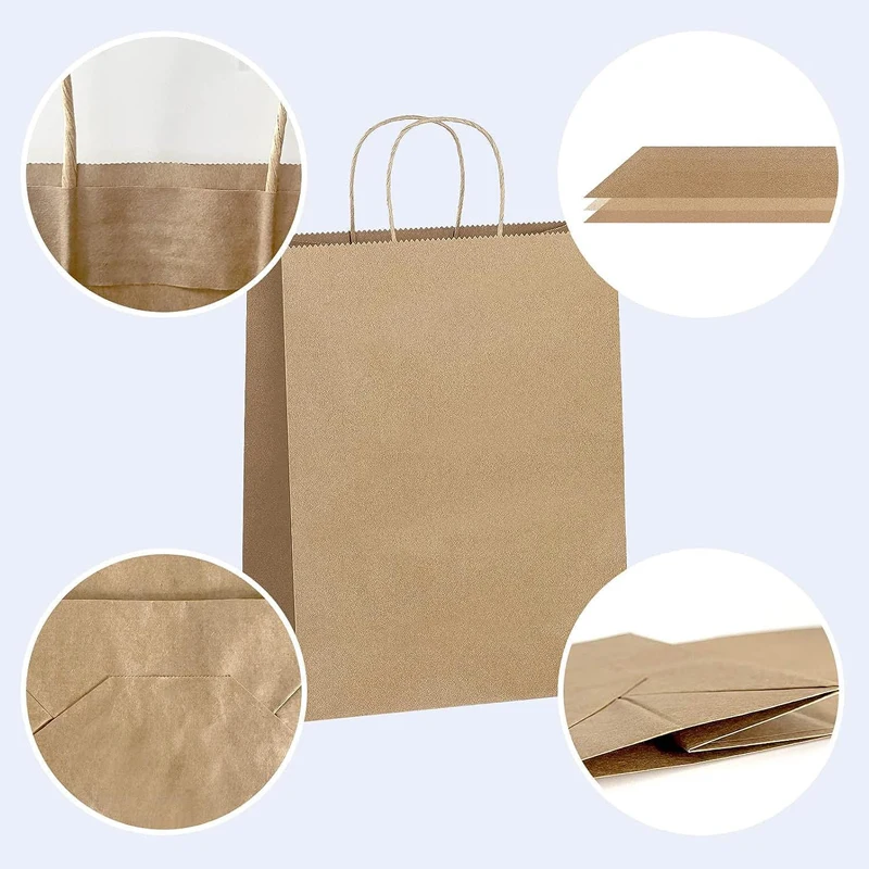 Factory Outlet Kraft Paper Bag with Handle Hot Sale Takeaway Paper Bag with logo Print