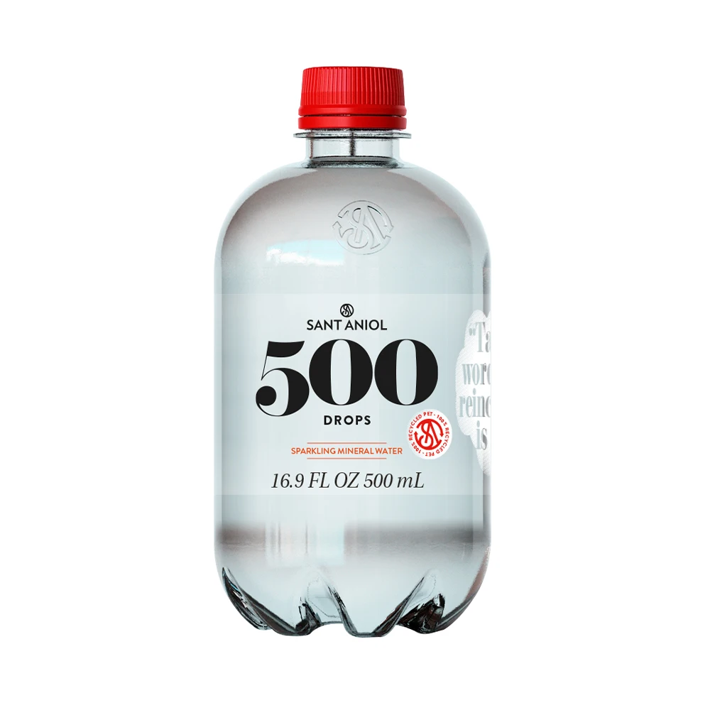500 Druppels bruisend mineraalwater 0,5L 100% gerecycled PET