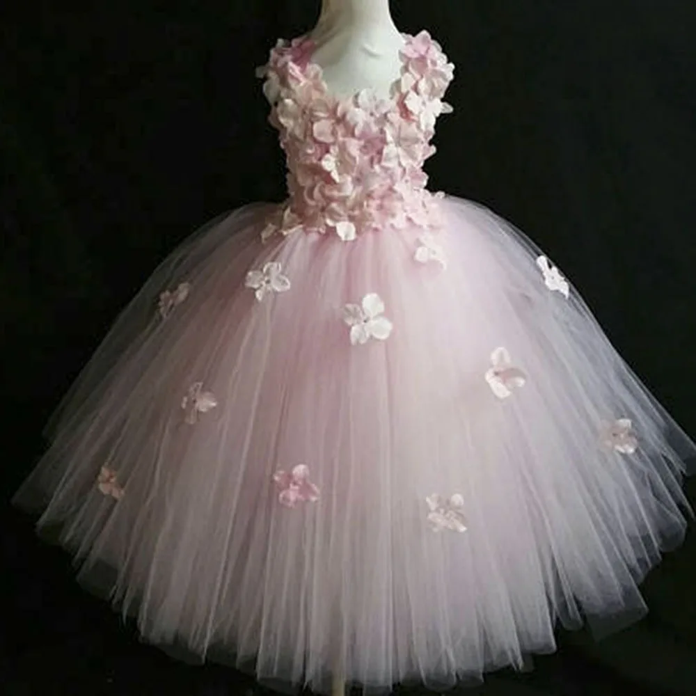Party Princess Dress Custom Light Pink Hydrangea Flower Tutu Dress Wedding  Birthday Party Dresses Customized Lavender Ivory