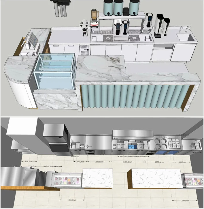 Bubble Tea Counter Fefrigeration Working Table Milk Tea Console