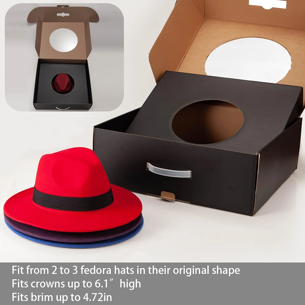 Custom Large Wide Brim Cap Fedora Hat Gift Paper Boxes Packaging Panama