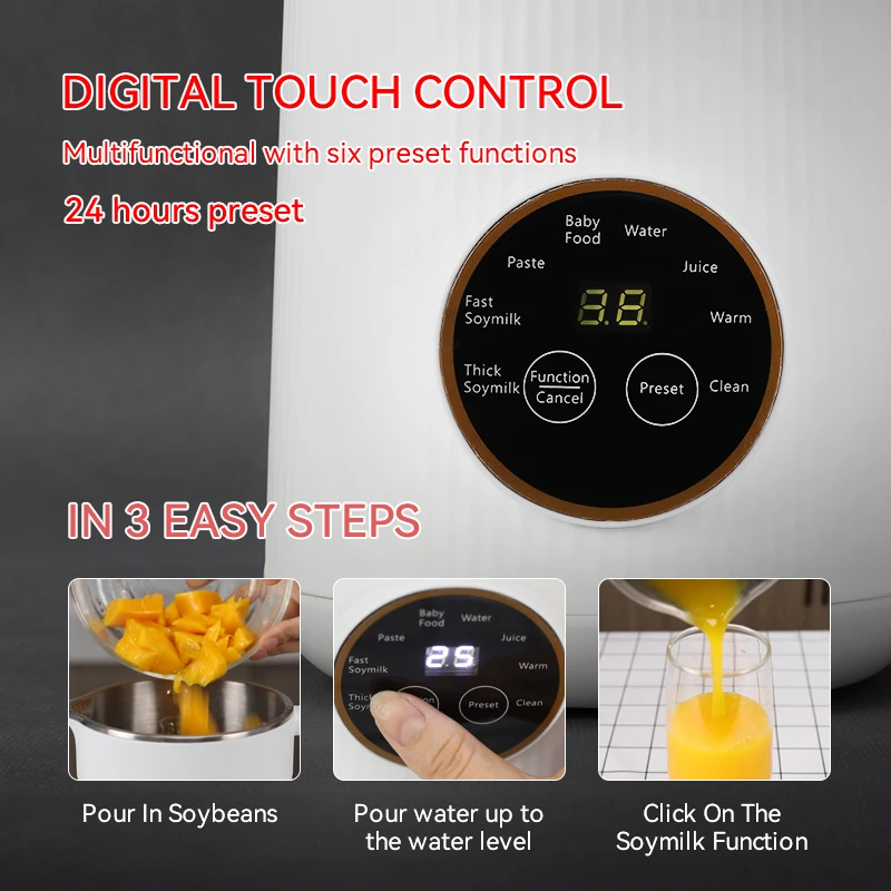 Family Using  Automatic Hot Soy Milk Blender Almond Rice Paste Blender Cooker Soup Hot & Cold Juice Maker