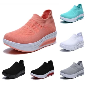 Women Walking Style 2026 Non Slip Shoes Ladies Platform Mules Breathable Wedge Female Black White Blue Sneakers Zapatos De Mujer