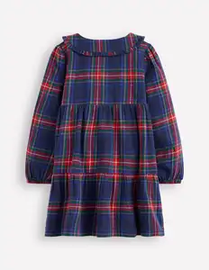 Autumn and Winter Girls' Long-Sleeved Plaid Dress Cotton Fabric Print Boutique Style for Babies Kids Daily & Party Occasion